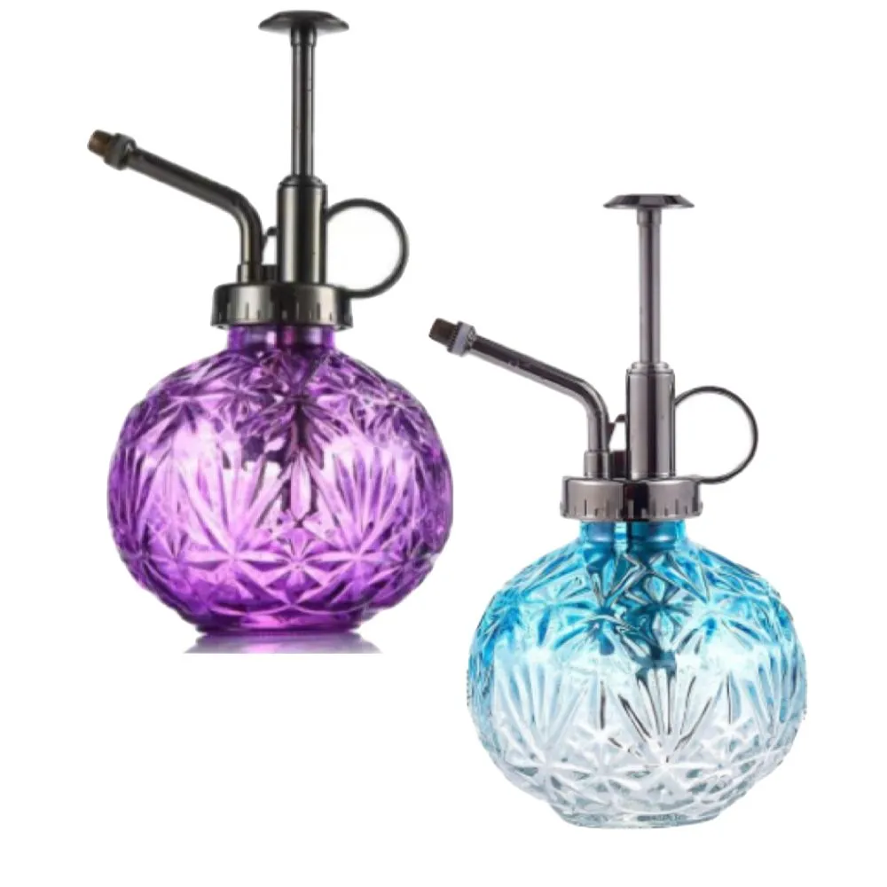 Garden Vintage Diamond Water Sprayer Mister Watering Bottle 2 Set (240ml) - Blue, Purple