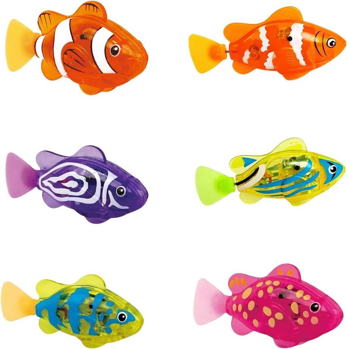 6-Pack Light-Up Swimming Fish Bath Toys, Sensor Activated