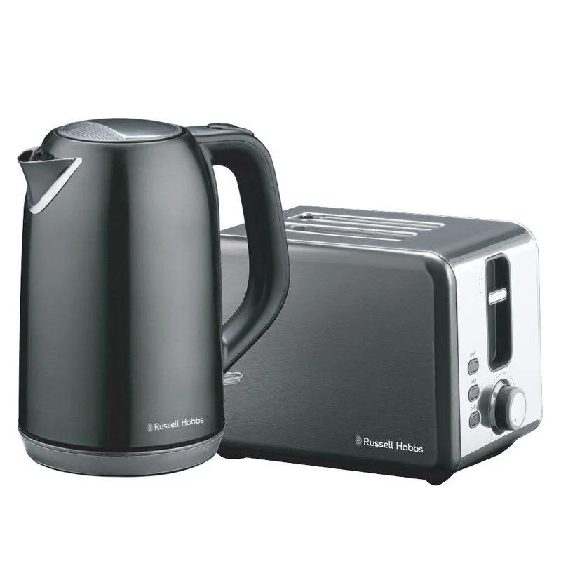 Russell Hobbs Everyday Stainless Steel Kettle and Toaster Set - Dark Grey