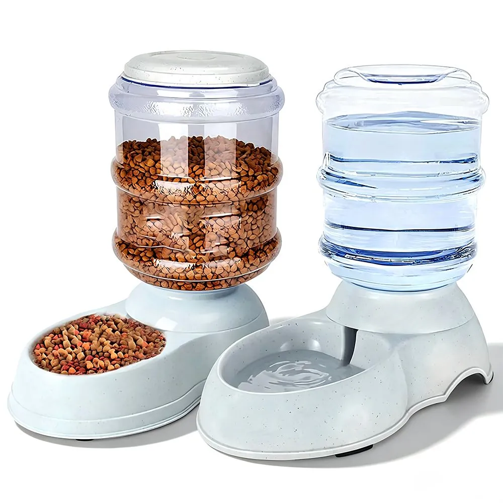 3.8L Automatic Pet Feeder & Waterer Set, Self-Dispensing Food & Water Bowls