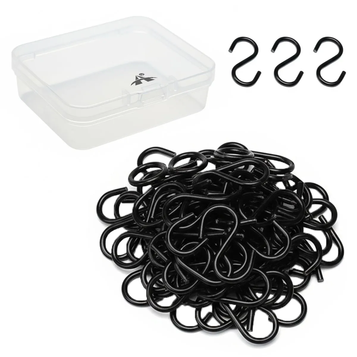ALANES 200 Pieces Mini S Hooks Iron Jewelry Display Hanging Set with Box