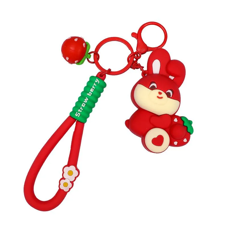 Strawberry Bunny Stress Relief Toy Keychain Daily Use