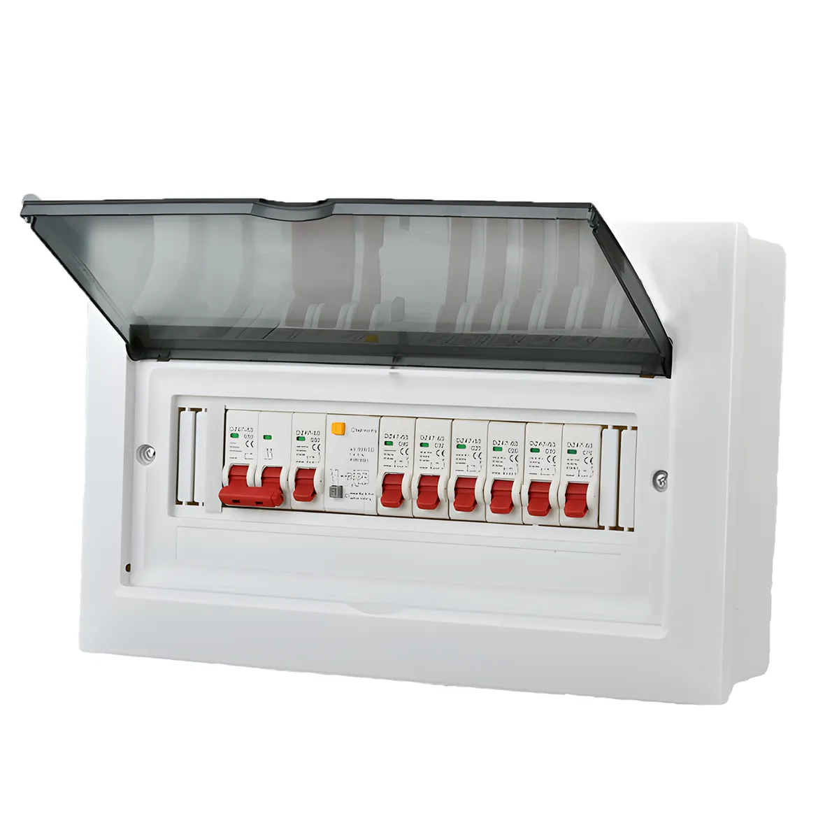 Fuse Box Distribution Box IP40 Protective Plastic Shield Complete DB Board - White-01