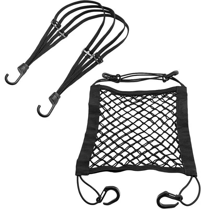 2Piece Motorcycle Bungee Cord & Mesh Net Set, Elastic Luggage Helmet Strap