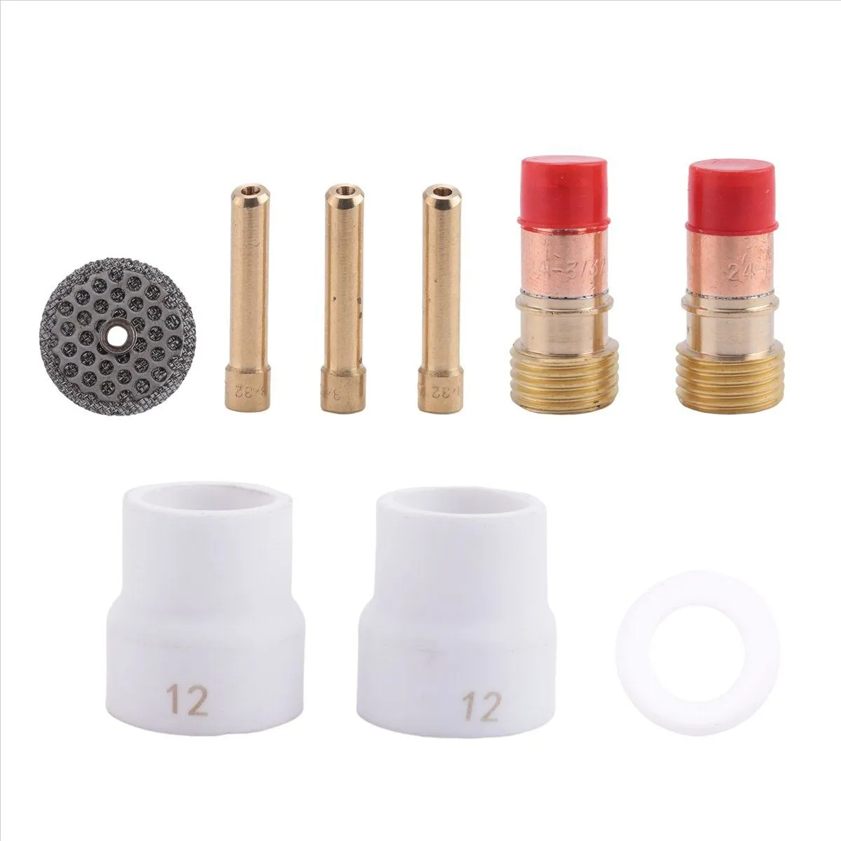 11 TIG Welding 12 White Ceramic Nozzle Alumina Cup Kit Torches 2.4mm