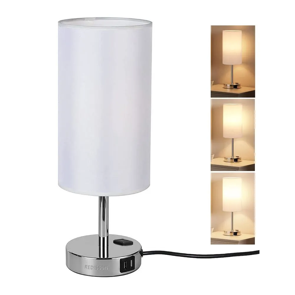 Bedside Touch Table Lamp with Dual USB-A & AC Outlet Charging Ports