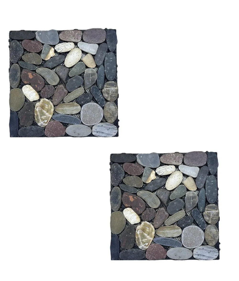 2 Pack-DIY Garden Terrace Marble Plastic Flooring Can Be Spliced Together