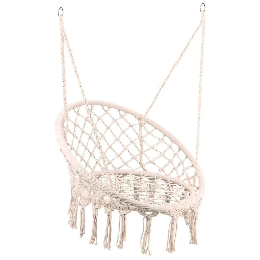 Hand-Woven Cotton Rope Tassels Hammock Hanging Chair - Load Capacity 150kg