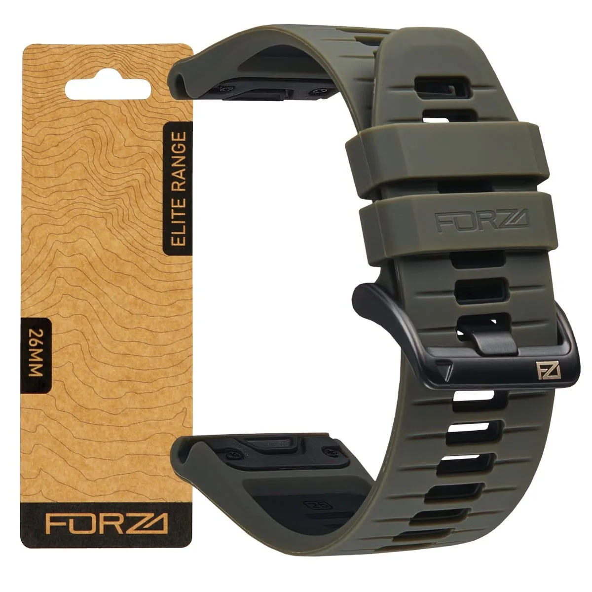 FORZA 26mm EasyFit Two-Tone Strap Compatible with Fenix 8 (51mm)/7X/6X/5X - Army/Black