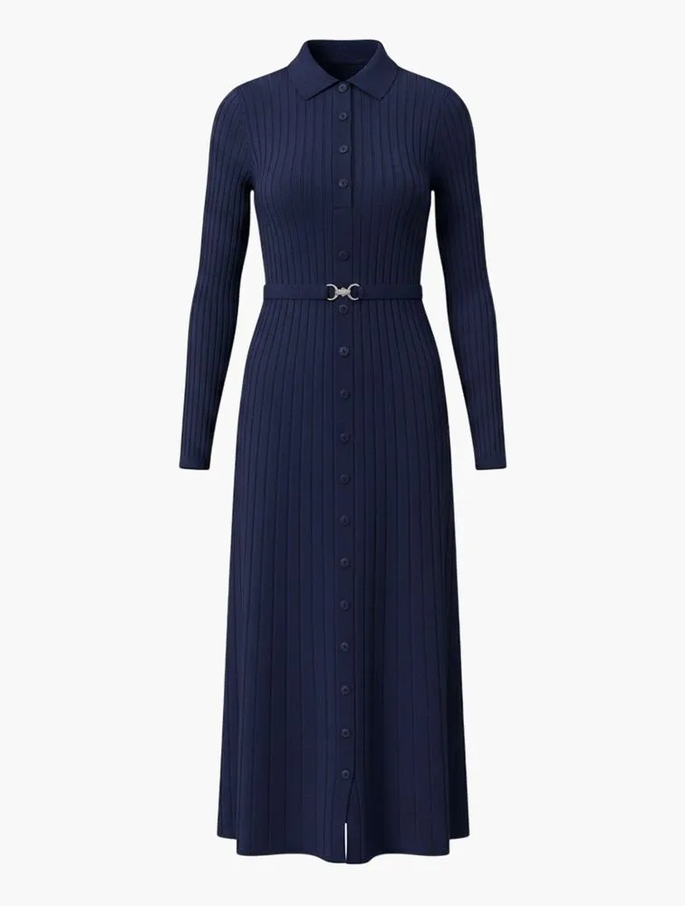 TRENDYOL Ribbed Metal Belted Maxi Dress