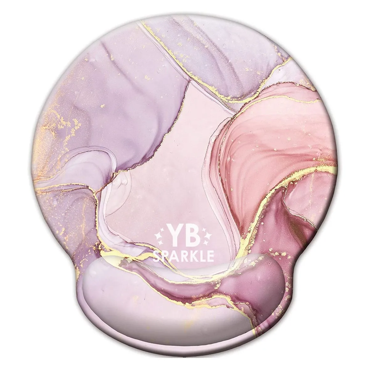 YB Sparkle - Ergonomic Wrist Support Cushioned Mouse Pad - Pink Marble