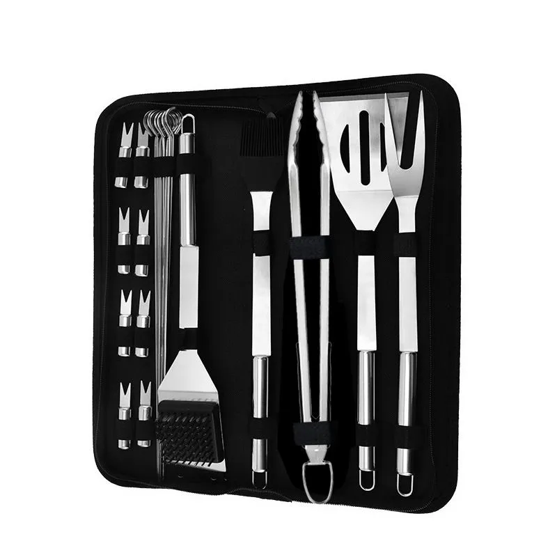 20-Piece Stainless Steel Braai Tool Set with Carry Bag
