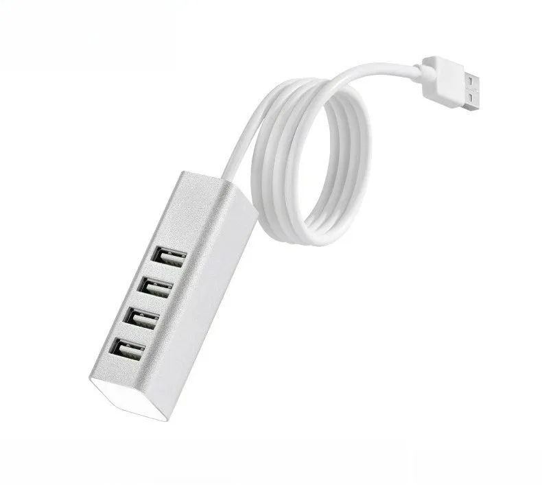 USB 2.0 Hub 4-Port Splitter Adapter with 80cm Cable for Desktop Laptop PC - Silver