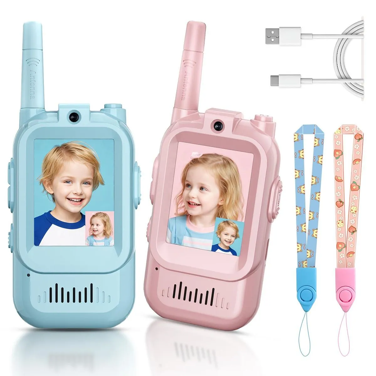 Kids Video Walkie Talkies with Voice Changer- 300m Range-For Kids Ages 3-10