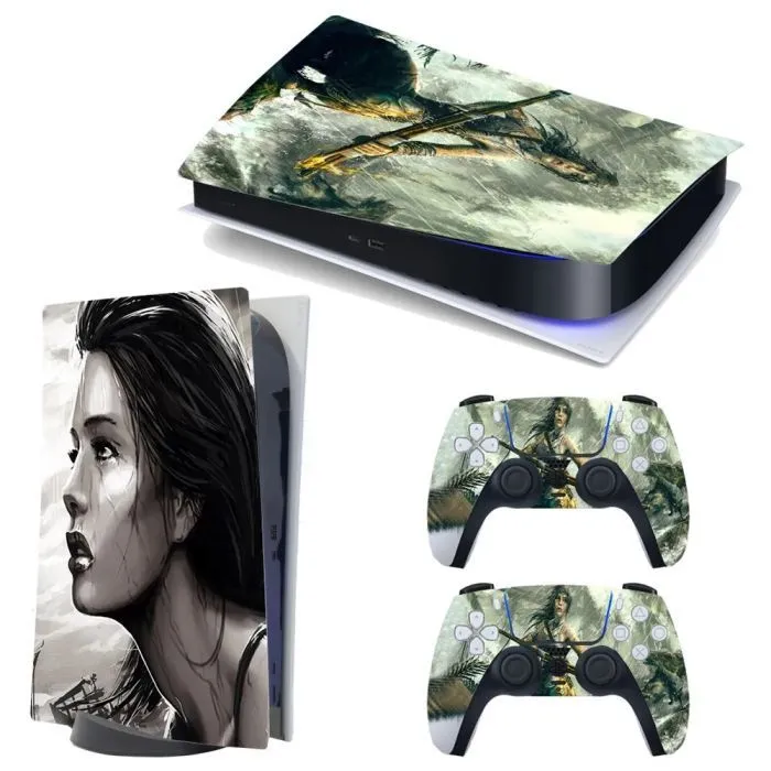 PS5 Sticker Decal Cover for PS5 Console and Controllers (Tomb Rider)