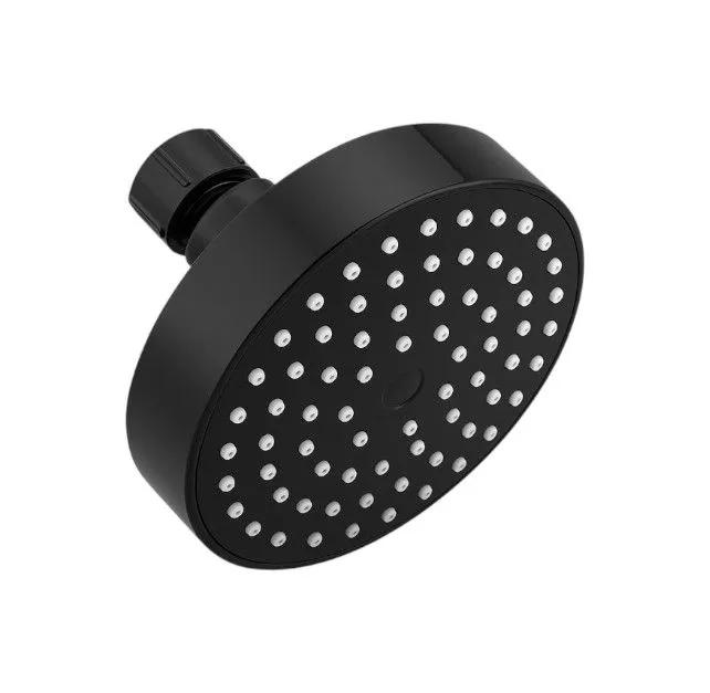 High Pressure Round Shower Head With Silicone Nozzles - Black
