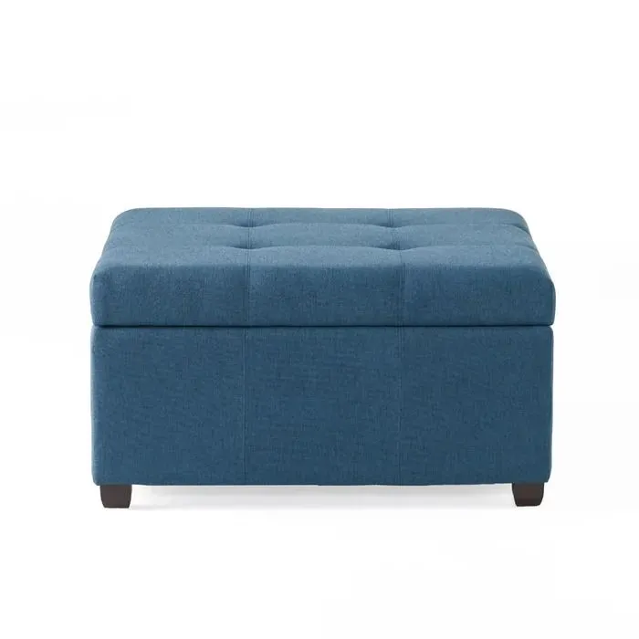 Jamil Upholstered Storage Ottoman - Blue