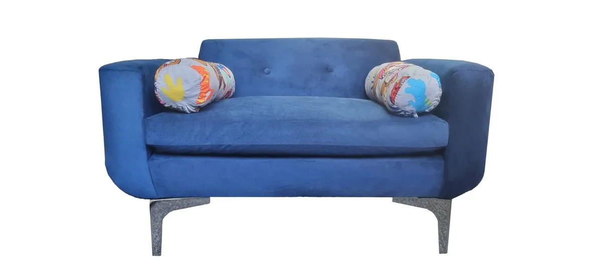 Limited-Edition Sofa - 1 Seater Character Kids Chair with Bolster Cushions - Blue Velvet - Paw Patr…