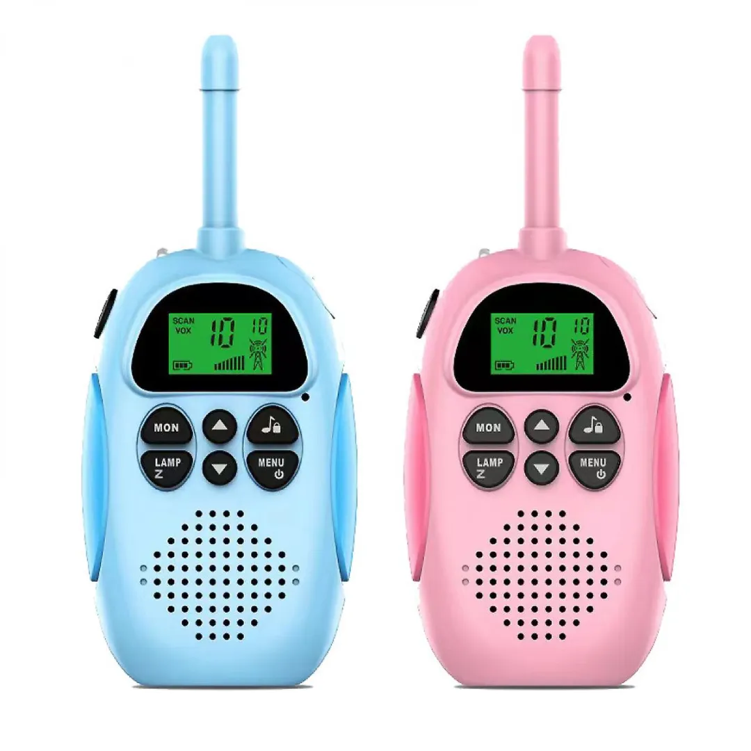 Walkie-Talkie Toy with Flashlight, Portable Lanyard Tool for Kids-PINK+BLUE