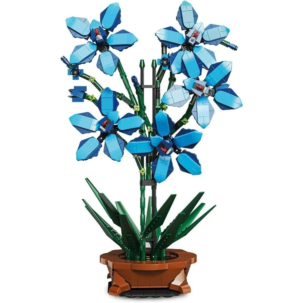 Blue Orchid Flower Building Kits Toy, Home Décor Gift for Adults and Teens