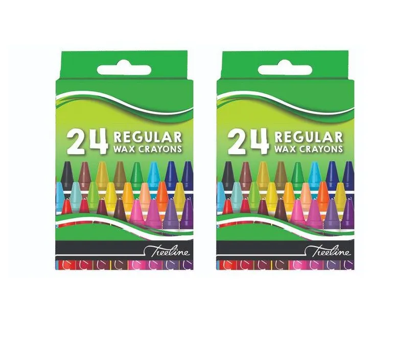 Treeline Wax Crayons Regular 24 Piece - Pack of 2