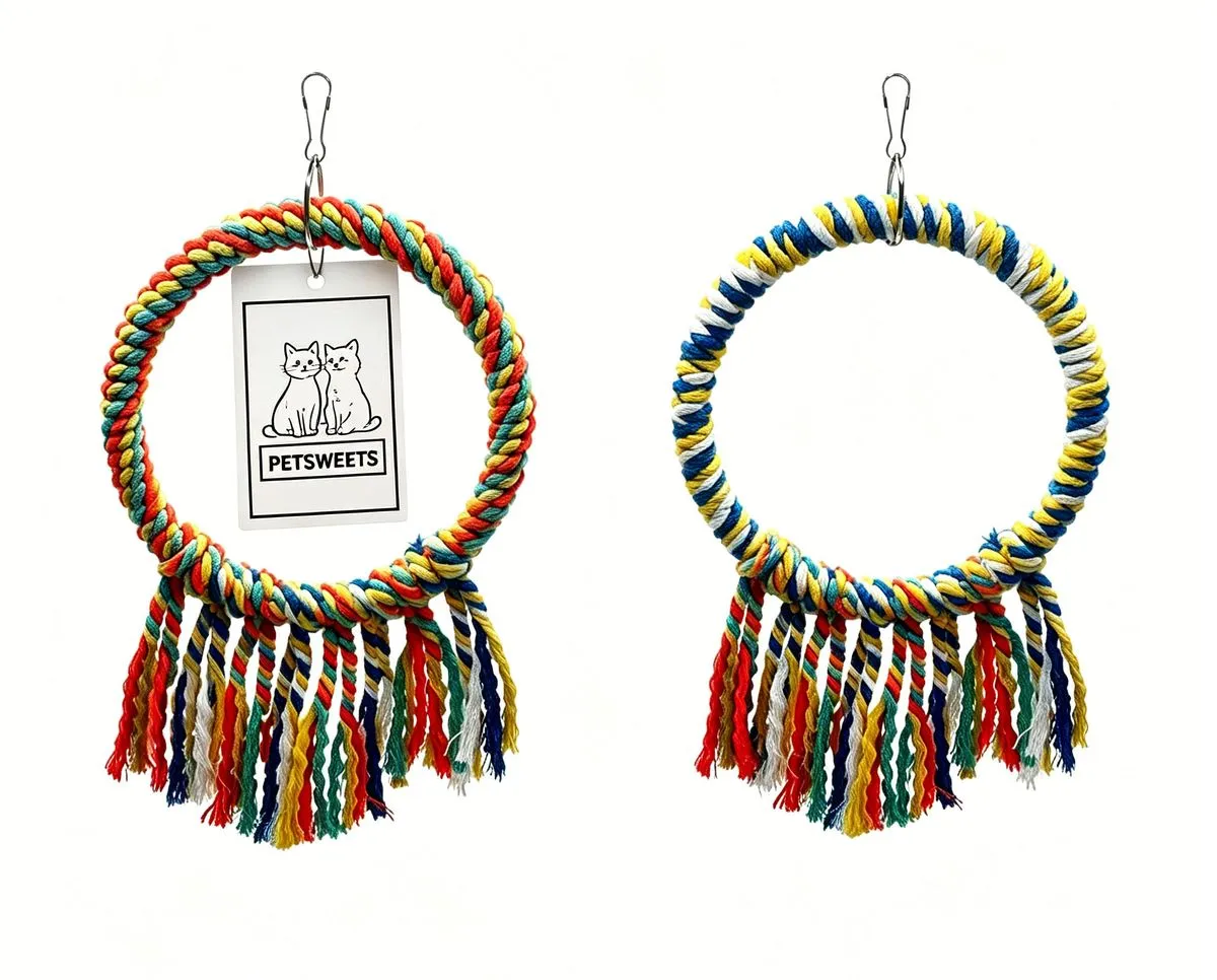 2 Pack Bird Cage Hanging Toys Cotton Rope Swing Bite Resistance Perches