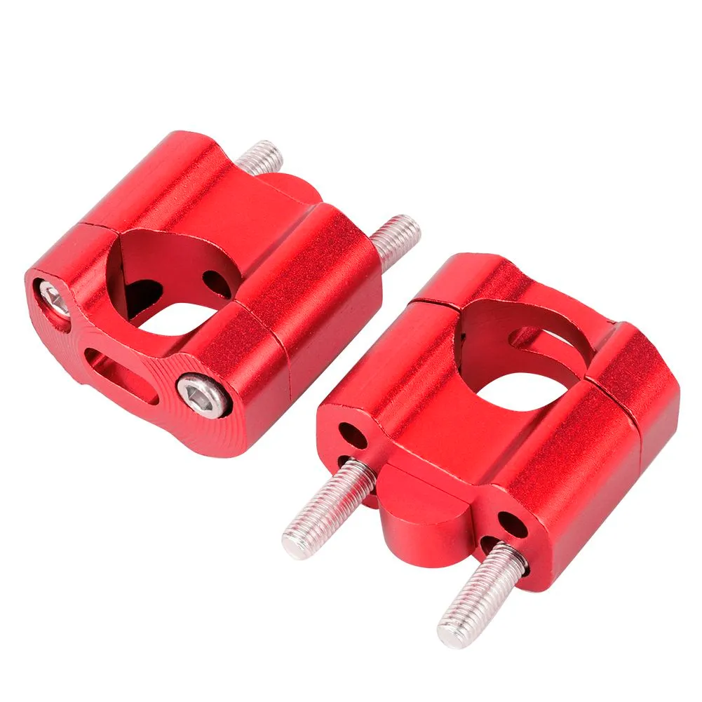 Pair Motorcycle Handlebar Mount Clamps 22mm/28mm Red