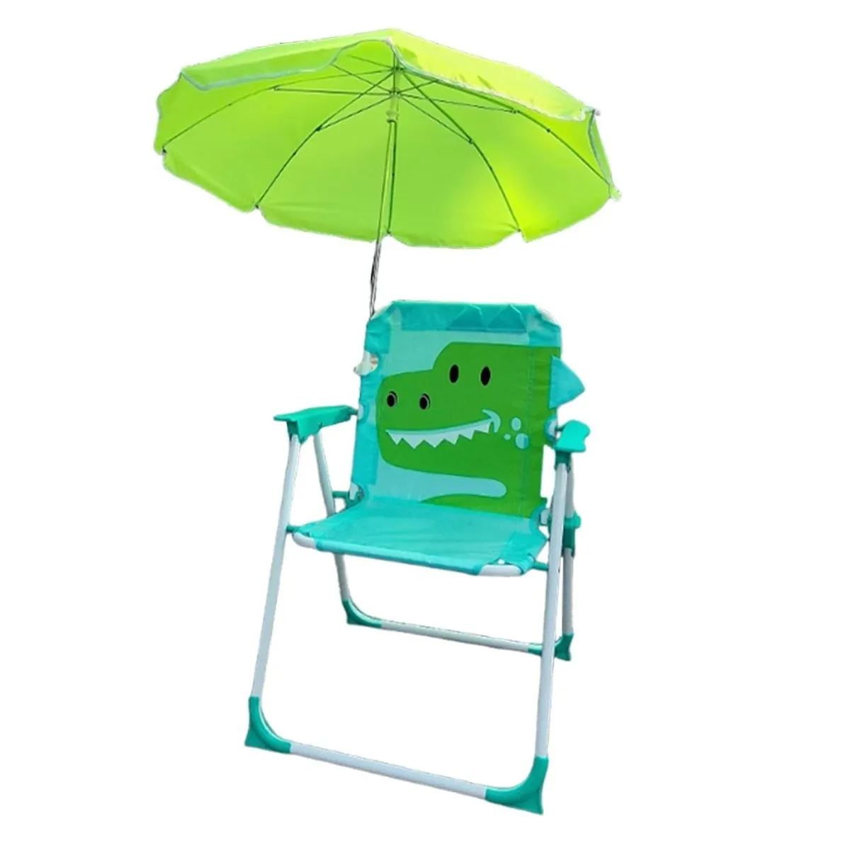 MBaby Kids Folding Animal Chair with Umbrella - Various Designs - Dinosaur Green