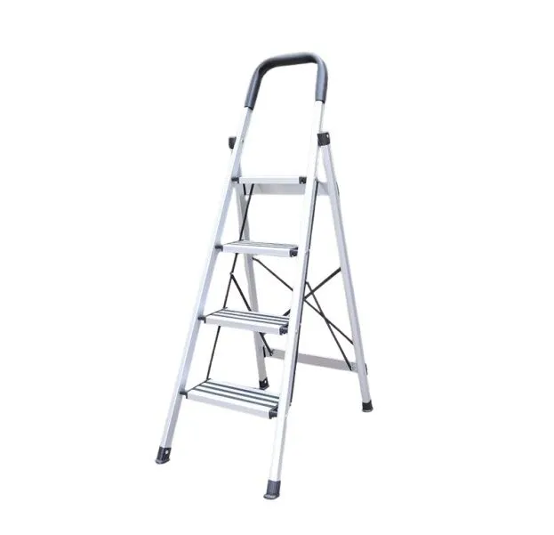 4-Step Folding Steel Ladder - Heavy-Duty, Stable & Compact