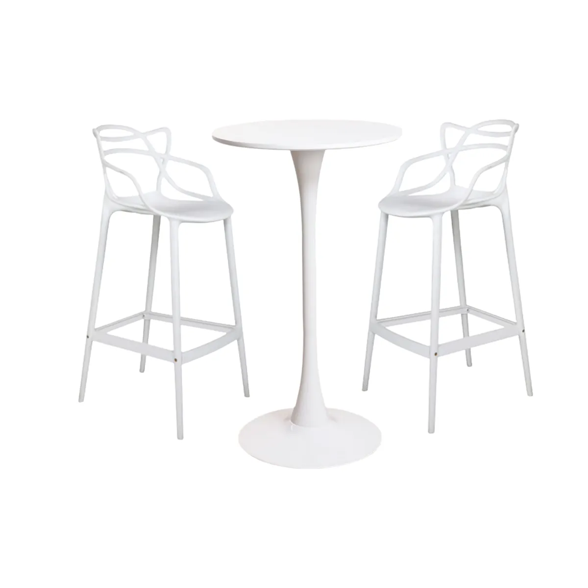 2 High Leg Kitchen Bar Stool And Modern Round Bar Table with Pedestal Base