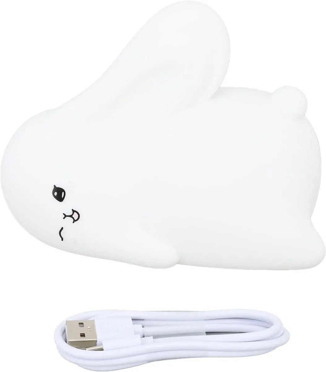 USB Rechargeable Silicone Rabbit Night Light, 1200MAh LED Nursery Lamp