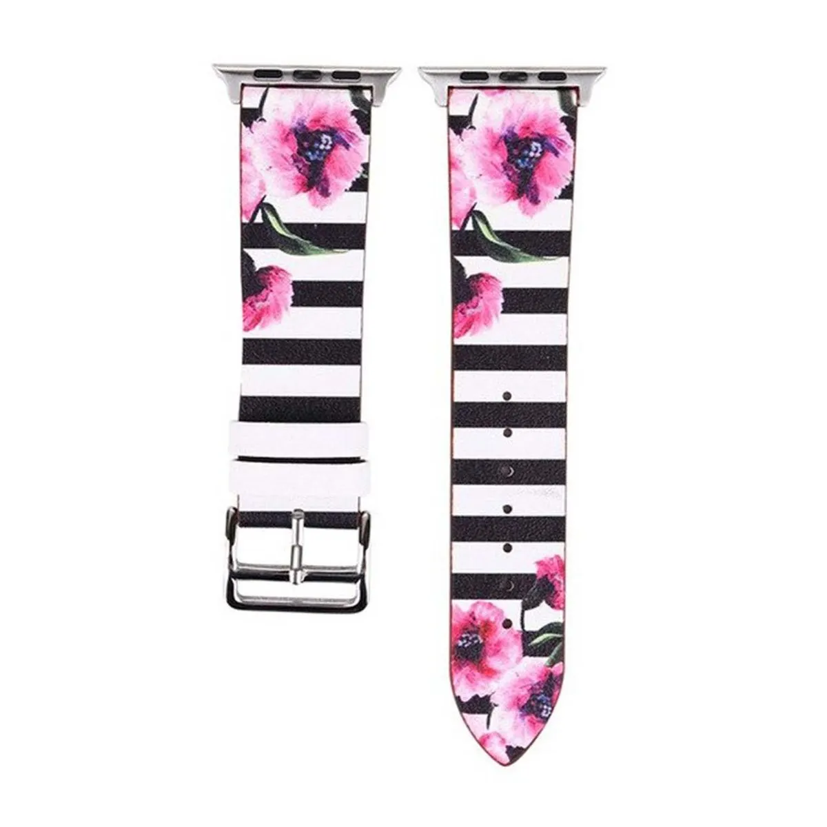 FocusFit - Apple Watch Strap Floral Pattern Printed PU Leather 38mm 40mm