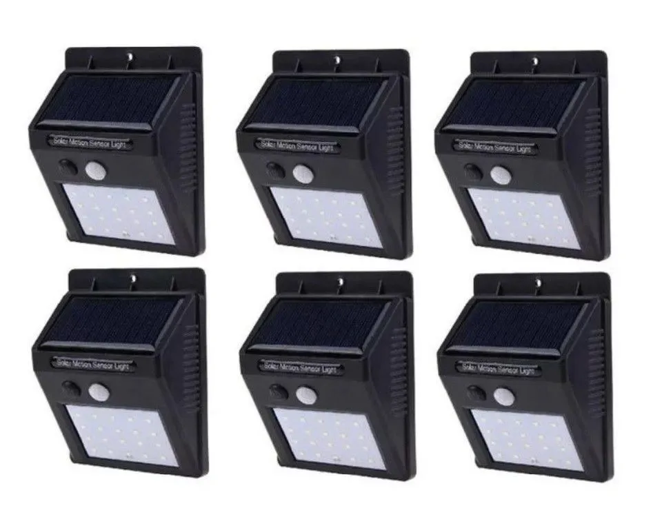 Set of 6 PIP Motion + CDS Night Sensor Solar LED Wall Light