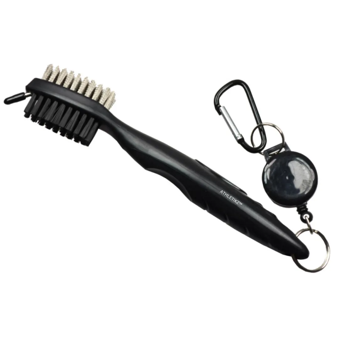 Golf Club Brush & Groove Cleaner - Golf Essential - Wire & Nylon - Black