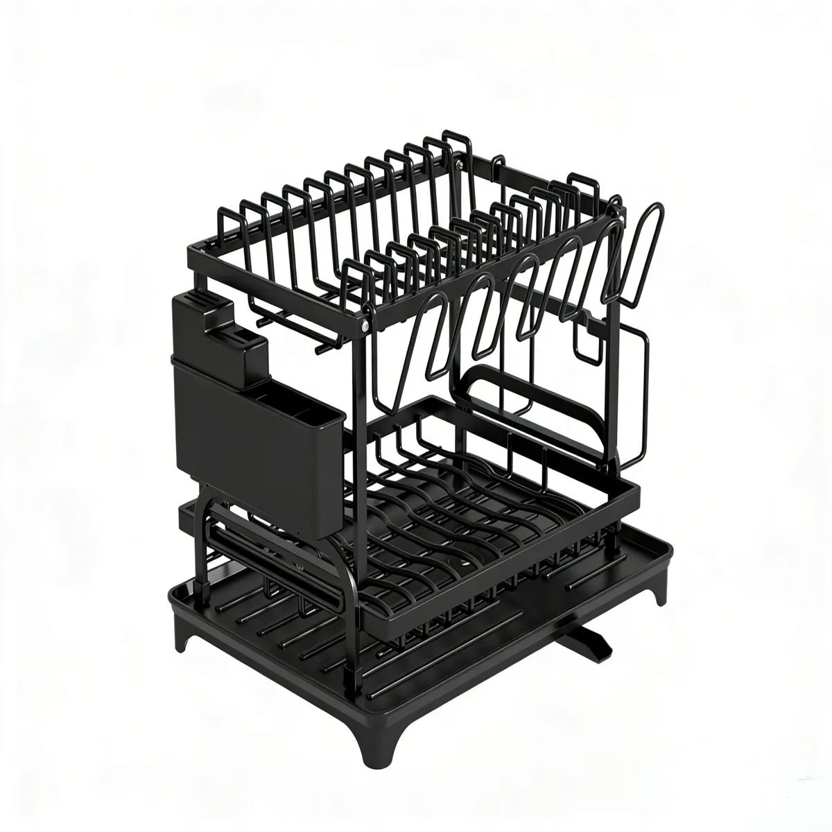 Double-layer Foldable Dish Rack With Drain Board