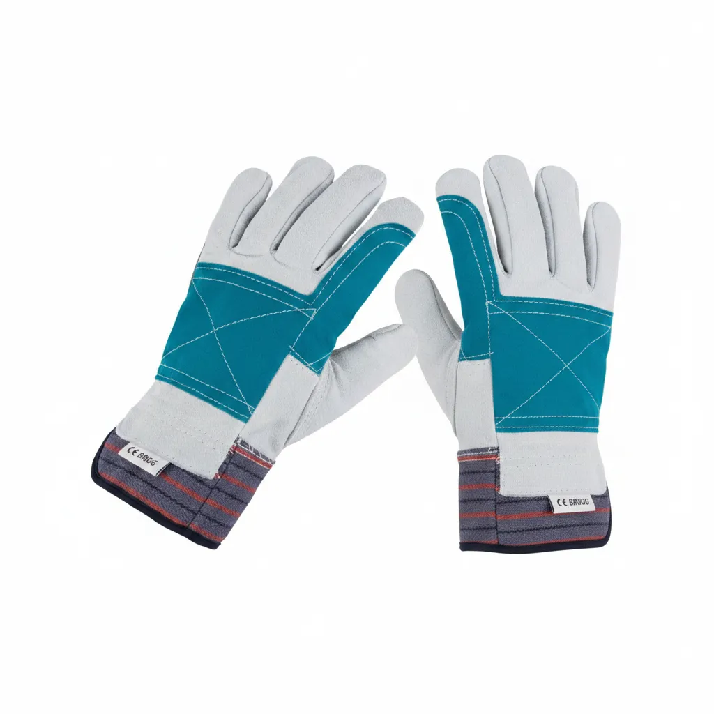 Durable Cotton Work Gloves with Double Leather Palm - Unisex - 2 Pack