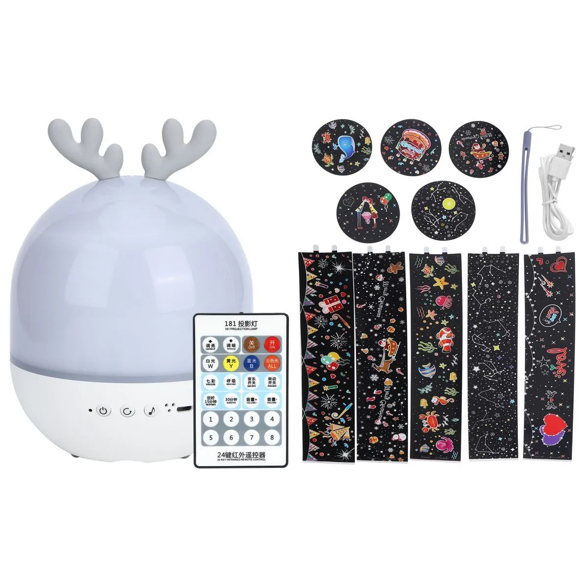 Projection Lamp, 360 Rotating Night Light with Remote Control, USB Powered