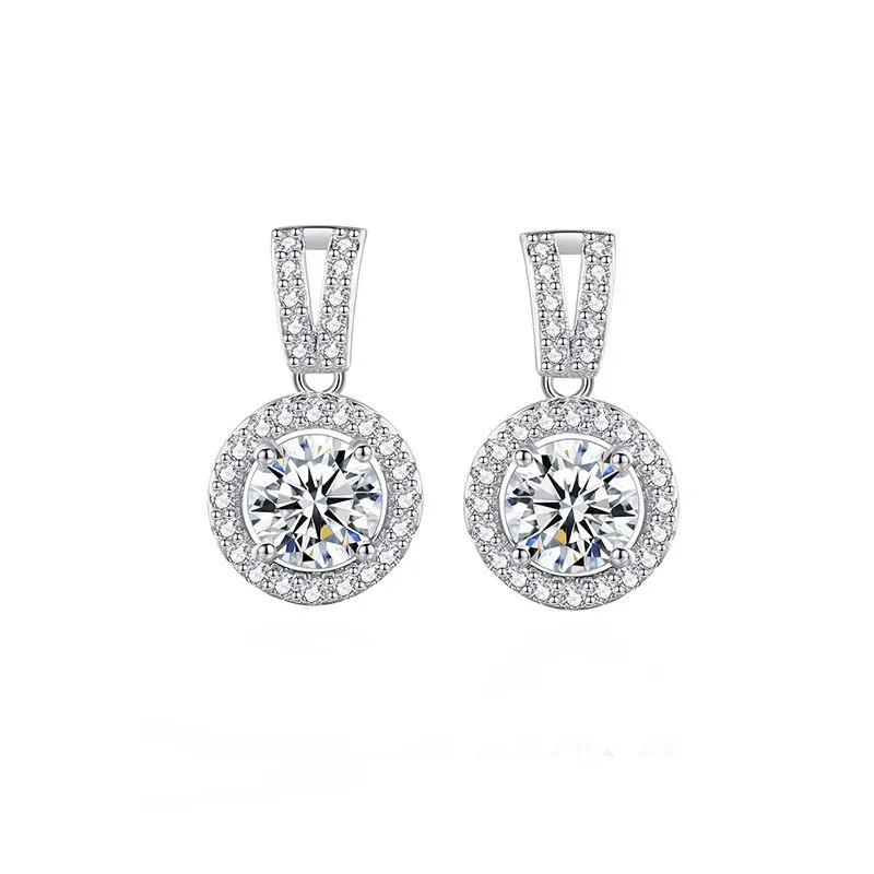 Drop Earrings Moissanite 1ct Silver VVS Earrings for Women