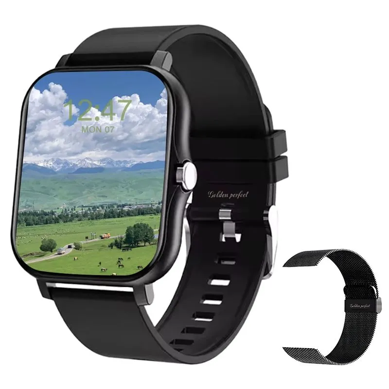 Black Dual Strap Smartwatch for Men 1.83" HD Fitness Watch 120 Sports Modes