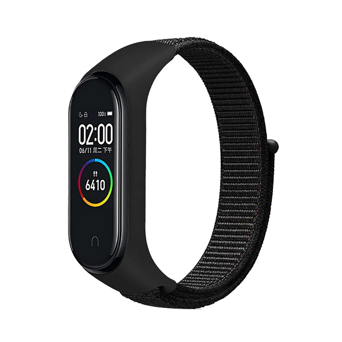 Nylon Weave Watch Strap Compatible with Xiaomi Mi Band3/4/5/6/7/8/9/nfc - Black