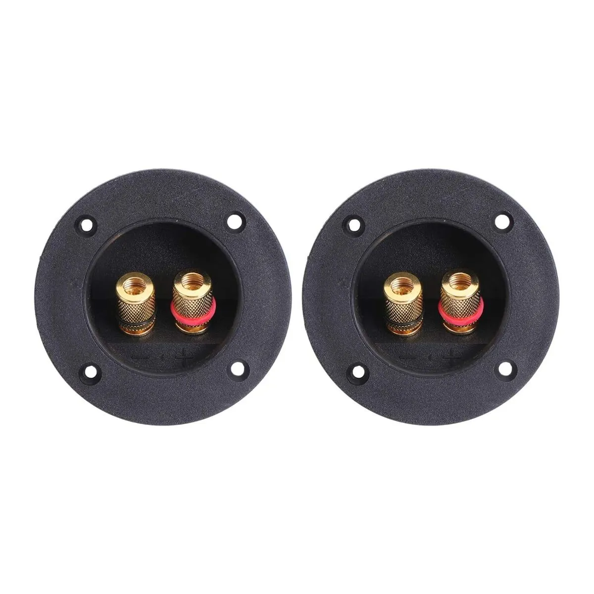 2-Pack Round Speaker Terminal Binding Posts with Gold-Plated Contacts
