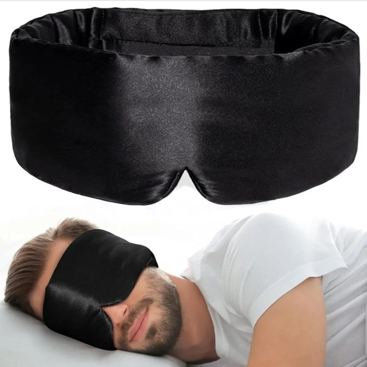 Breathable 3D Contoured Eye Mask For Night Rest Black