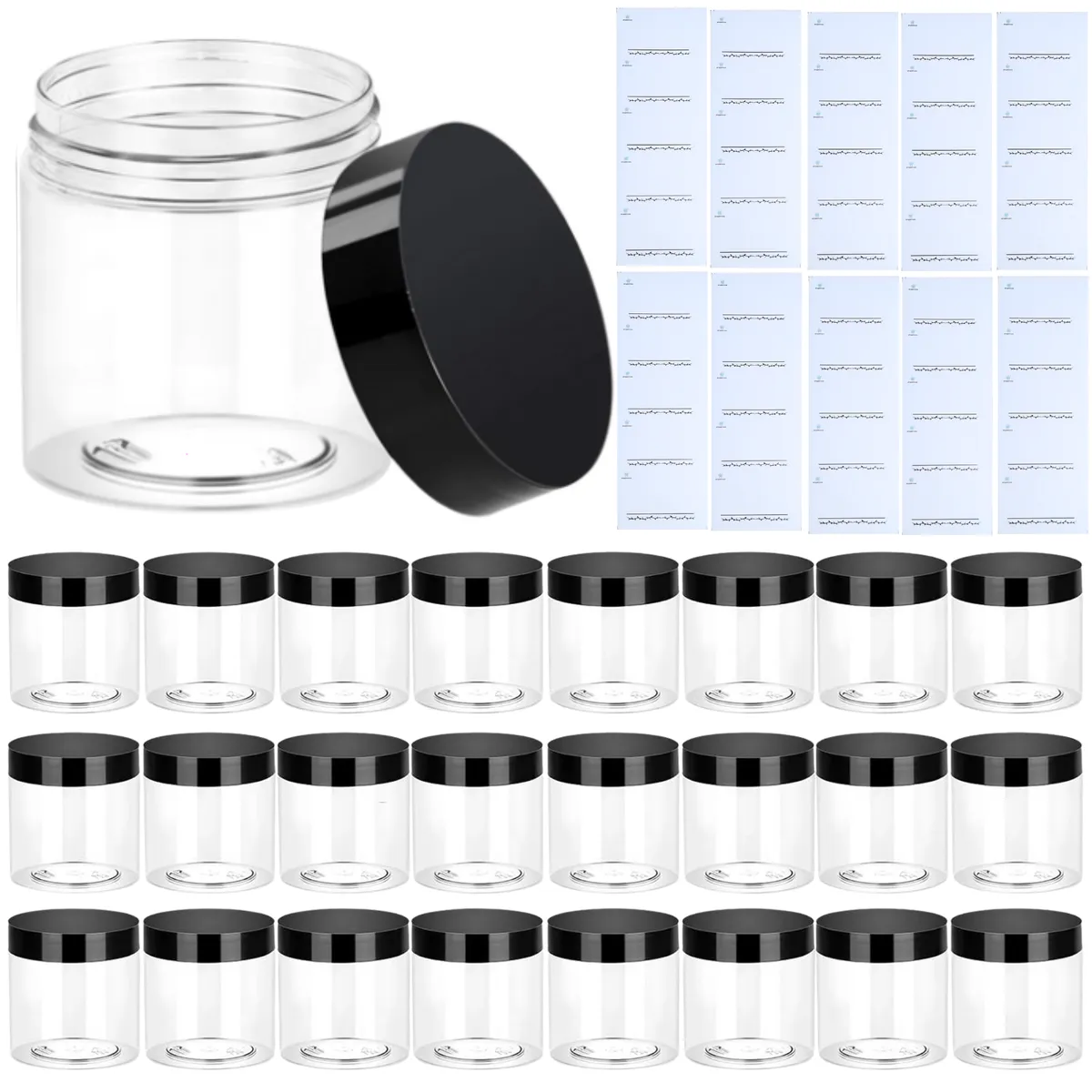 25 Pcs Reusable Clear Plastic Jars With Lids, Cosmetics, Storage & Travel