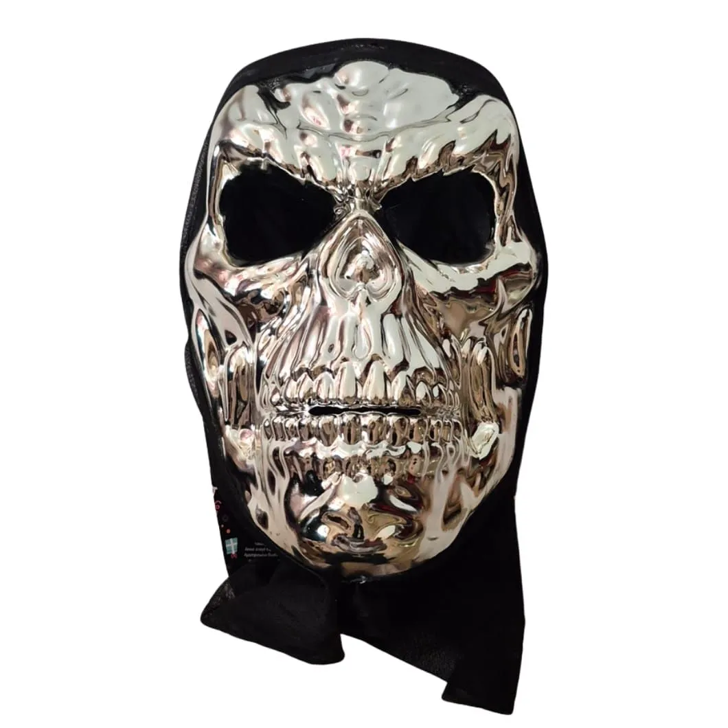 Metallic Skull Hooded Mask | Full Face Horror Costume Mask