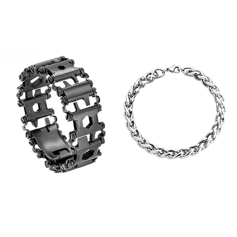 Jacaranda 29 in 1 Multitool Bracelet For Men Outdoor Travel - Black