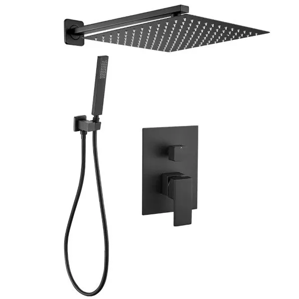 20cm Square Shower Sets With Handel Shower Matte Black