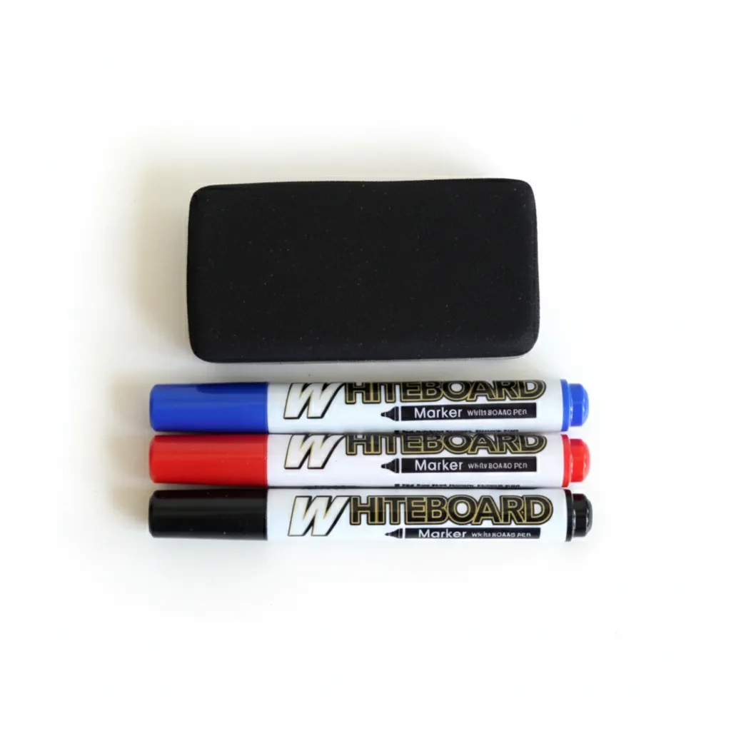 Whiteboard Markers 3 Colour & Whiteboard And Blackboard Eraser Combo Set