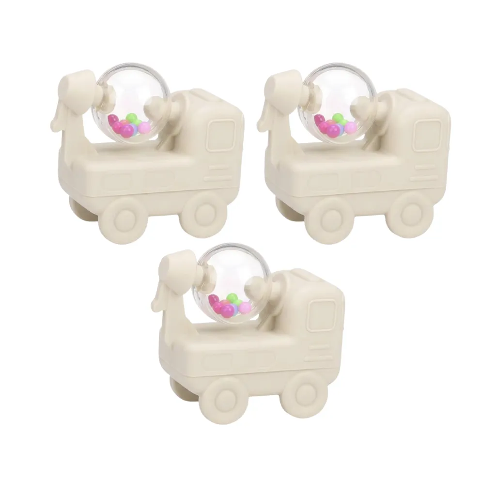 3 Pack - Silicone Baby Cement Mixer Truck Bath Toy - White