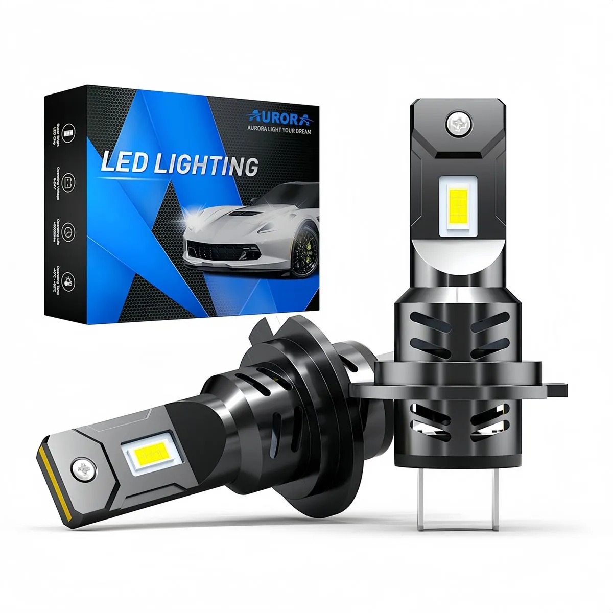 AURORA H7 LED Headlight Bulb, 4400LM 6500K, Plug and Play Auto Upgrade Lamp