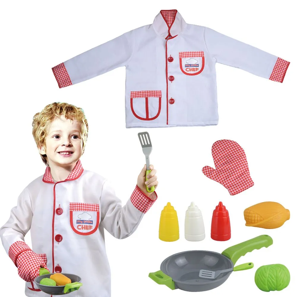 Chef Role Play Kids Costume Set with Pan & Food Deluxe -Imaginative,Pretend